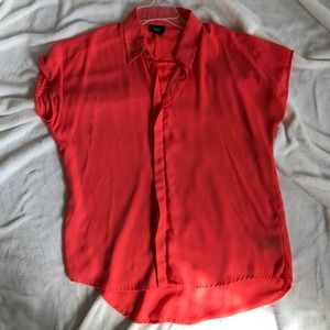 Beautiful Poppy Color Semi-Sheer top